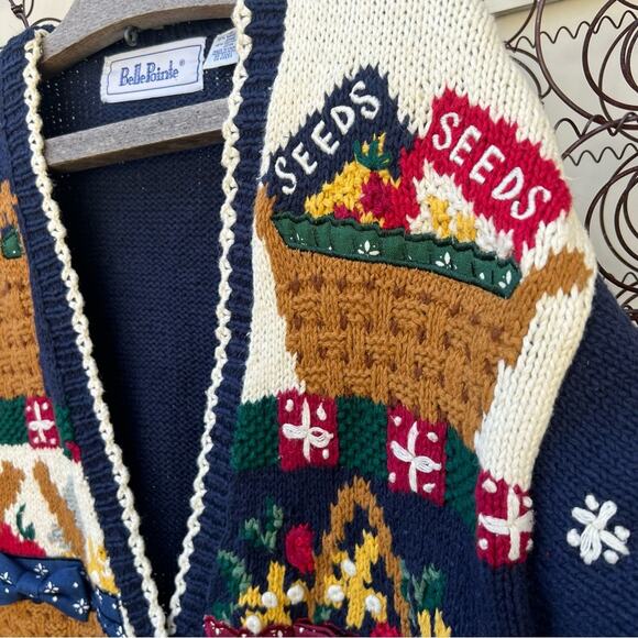 Vintage Longaberger Knit Chunky Basket Weave Cardigan Sweater Belle Pointe SMALL - Picture 6 of 8